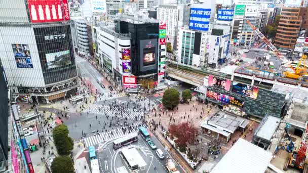 日本东京 2022年11月28日 汽车交通的时差 人群在石谷拥挤的过道上行走 旅游地标 日本旅游 亚洲交通或亚洲城市生活理念 — 图库视频影像