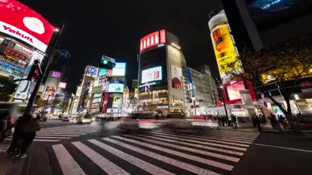 Tokio Japonsko 2022 Časová Prodleva Automobilové Dopravy Dav Lidí Chodí — Stock video