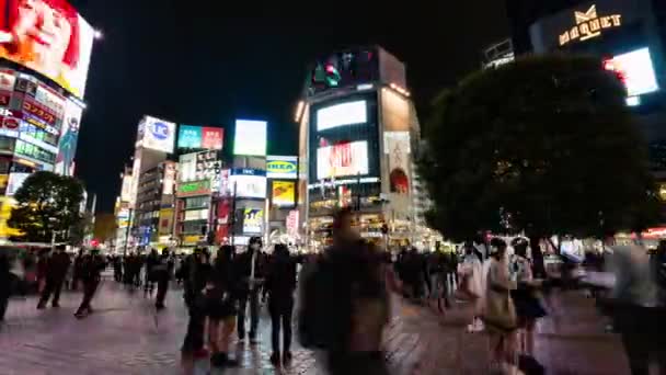 Токио Япония Дек 2022 Ночной Hyper Lape Времени Столпотворение Людей — стоковое видео