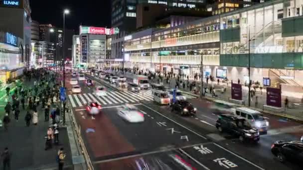 Tokio Japan Dezember 2022 Zeitraffer Des Autoverkehrs Japaner Menschenmassen Asiatischer — Stockvideo