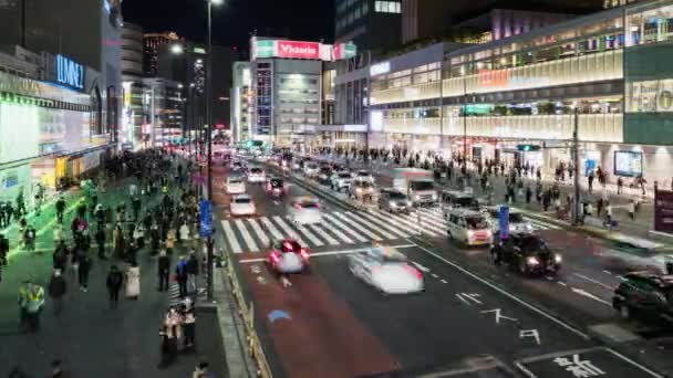東京都 2022年12月2日 Jr新宿駅で交通渋滞 日本人 アジア系通勤者が横断歩道を走行 アジア交通都市の夜の生活 — ストック動画