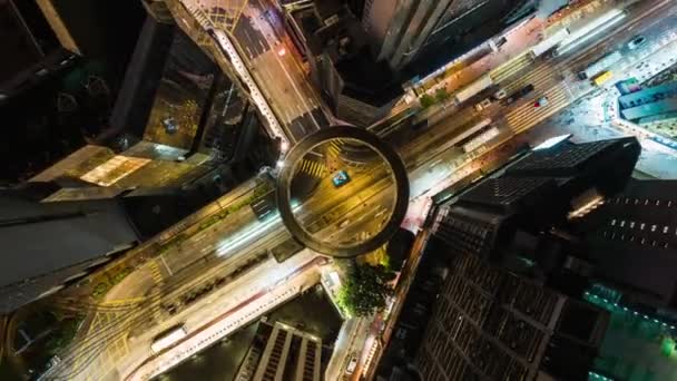 Hyperprostorový Časový Odstup Automobilové Dopravy Křižovatce Křižovatky Centru Hongkongu Letecký — Stock video