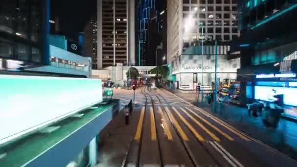 Punkt Widzenia Hiperlapsja Czas Upływ Tramwaju Podróży Pociągiem Centrum Hong — Wideo stockowe