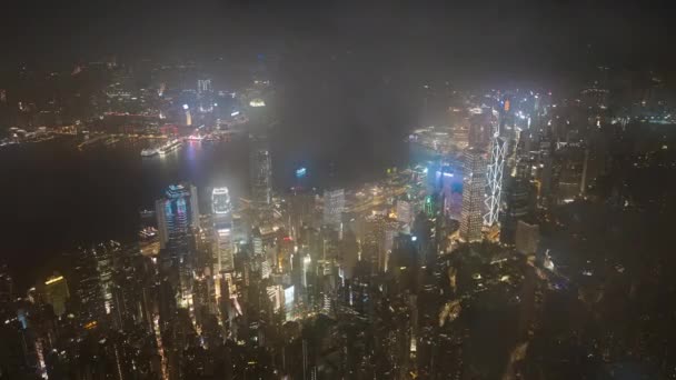 Nad Chmurem Widok Wyspę Hongkong Noc Powietrzna Drona Hiperlapse Time — Wideo stockowe