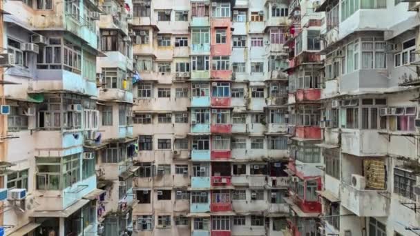Yick Cheong Yick Fat Starego Domu Mieszkalnego Architektury Zewnętrznej Hongkongu — Wideo stockowe