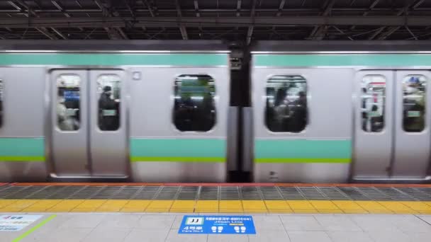 Tokio Japón Diciembre 2022 Los Japoneses Caminan Por Noche Estación — Vídeo de stock
