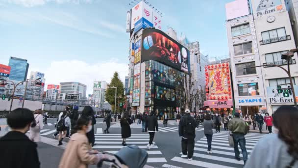Tokio Japonsko Prosince 2022 Přeplnění Lidé Jdou Přes Silnici Automobilová — Stock video