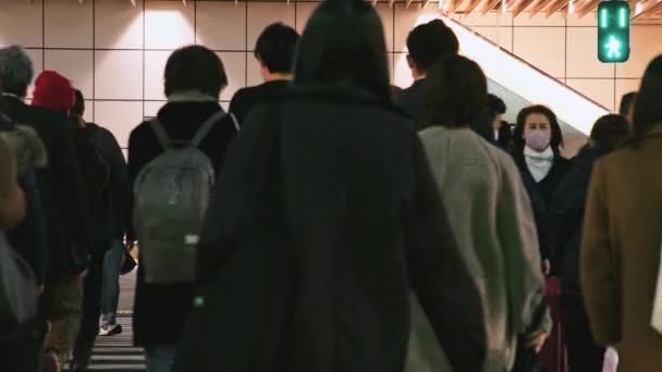 Tóquio Japão Dezembro 2022 Grande Multidão Empresários Japoneses Caminham Pela — Vídeo de Stock