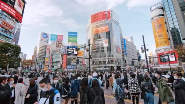 Tokyo Giappone Dicembre 2022 Folla Giapponesi Pendolari Viaggiatori Che Attraversano — Video Stock