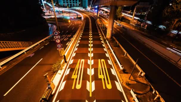 Длительное Время Быстрого Движения Автомобилей Дороге Шоссе Мосту Токио Япония — стоковое видео