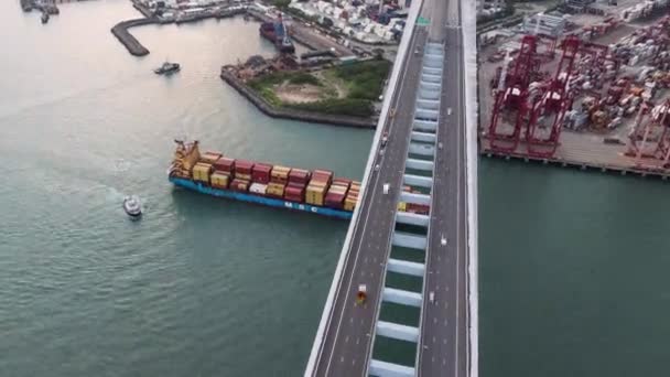 Hong Kong Hong Kong Jun 2023 Grote Vrachtschip Transport Container — Stockvideo