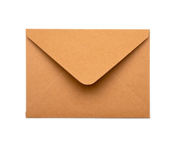 Envelope Papel Vintage Kraft Marrom Vazio Isolado Branco — Fotografia de Stock
