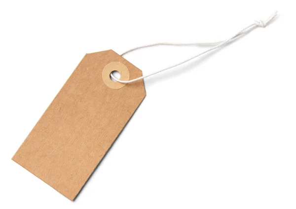 Stock image Blank tag tied with string. Price tag, gift tag, sale tag, address label