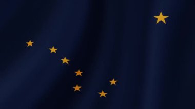 Alaska Eyaleti Dalgalanan Bayrağı. Gerçekçi Bayrak Animasyonu. Kusursuz Döngü Arkaplanı.