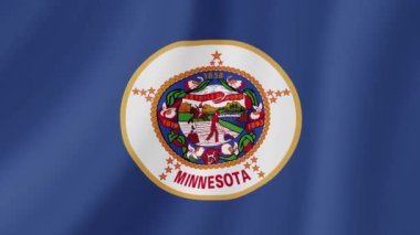 Minnesota Eyaleti El Sallama Bayrağı. Gerçekçi Bayrak Animasyonu. Kusursuz Döngü Arkaplanı.