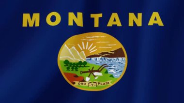Montana Eyaleti Dalgalanan Bayrağı. Gerçekçi Bayrak Animasyonu. Kusursuz Döngü Arkaplanı.