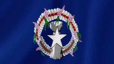 Kuzey Mariana Adaları Eyalet Sallama Bayrağı. Gerçekçi Bayrak Animasyonu. Kusursuz Döngü Arkaplanı.