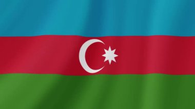 Azerbaycan Dalgalı Bayrağı. Gerçekçi Bayrak Animasyonu. Kusursuz Döngü Arkaplanı.