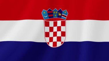 Hırvatistan Bayrağı Dalgalanıyor. Gerçekçi Bayrak Animasyonu. Kusursuz Döngü Arkaplanı.