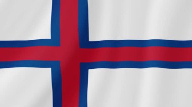 Faroe Adaları bayrak sallıyor. Gerçekçi Bayrak Animasyonu. Kusursuz Döngü Arkaplanı.