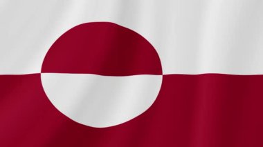 Grönland Dalgalanan Bayrağı. Gerçekçi Bayrak Animasyonu. Kusursuz Döngü Arkaplanı.