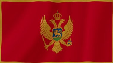Karadağ Dalgalanan Bayrağı. Gerçekçi Bayrak Animasyonu. Kusursuz Döngü Arkaplanı.