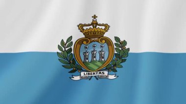 San Marino Sallanan Bayrak. Gerçekçi Bayrak Animasyonu. Kusursuz Döngü Arkaplanı.
