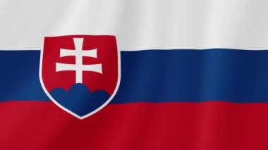 Slovakya Bayrağı Dalgalanıyor. Gerçekçi Bayrak Animasyonu. Kusursuz Döngü Arkaplanı.