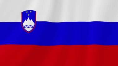Slovenya bayrağı sallıyor. Gerçekçi Bayrak Animasyonu. Kusursuz Döngü Arkaplanı.