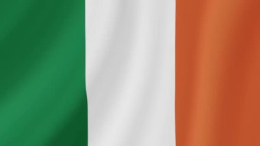 İrlanda Sallanan Bayrağı. Gerçekçi Bayrak Animasyonu. Kusursuz Döngü Arkaplanı.