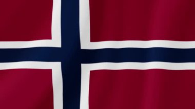 Norveç Sallanan Bayrak. Gerçekçi Bayrak Animasyonu. Kusursuz Döngü Arkaplanı.