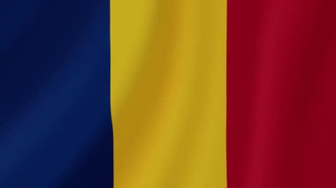 Romanya Bayrağı Dalgalanıyor. Gerçekçi Bayrak Animasyonu. Kusursuz Döngü Arkaplanı.