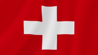 İsviçre Sallanan Bayrak. Gerçekçi Bayrak Animasyonu. Kusursuz Döngü Arkaplanı.