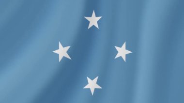 Mikronezya Birleşik Devletleri Dalgalanan Bayrak. Gerçekçi Bayrak Animasyonu. Kusursuz Döngü Arkaplanı.