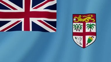 Fiji Sallanan Bayrak. Gerçekçi Bayrak Animasyonu. Kusursuz Döngü Arkaplanı.
