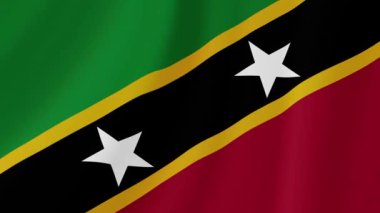 Saint Kitts ve Nevis bayrak sallıyor. Gerçekçi Bayrak Animasyonu. Kusursuz Döngü Arkaplanı.