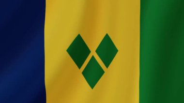Saint Vincent ve Grenadines Sallanan Bayrağı. Gerçekçi Bayrak Animasyonu. Kusursuz Döngü Arkaplanı.