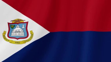 Sint Maarten Sallanan Bayrak. Gerçekçi Bayrak Animasyonu. Kusursuz Döngü Arkaplanı.