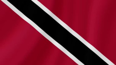 Trinidad ve Tobago Sallanan Bayrak. Gerçekçi Bayrak Animasyonu. Kusursuz Döngü Arkaplanı.