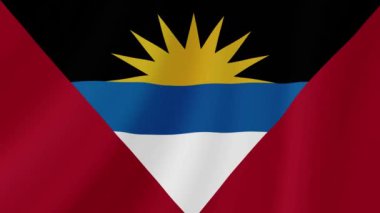 Antigua ve Barbuda Dalgalanan Bayrak. Gerçekçi Bayrak Animasyonu. Kusursuz Döngü Arkaplanı.