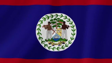 Belize Dalgalanan Bayrak. Gerçekçi Bayrak Animasyonu. Kusursuz Döngü Arkaplanı.