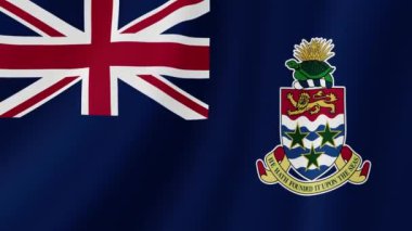 Cayman Adaları bayrak sallıyor. Gerçekçi Bayrak Animasyonu. Kusursuz Döngü Arkaplanı.