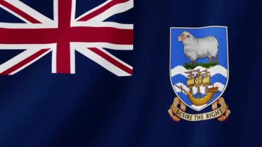 Falkland Adaları bayrak sallıyor. Gerçekçi Bayrak Animasyonu. Kusursuz Döngü Arkaplanı.