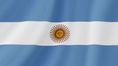 Arjantin Sallanan Bayrağı. Gerçekçi Bayrak Animasyonu. Kusursuz Döngü Arkaplanı.
