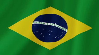 Brezilya Dalgalanan Bayrağı. Gerçekçi Bayrak Animasyonu. Kusursuz Döngü Arkaplanı.