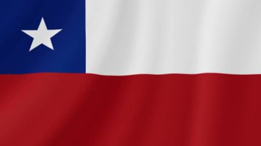 Şili Dalgalı Bayrağı. Gerçekçi Bayrak Animasyonu. Kusursuz Döngü Arkaplanı.