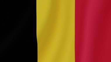 Belçika Sallanan Bayrağı. Gerçekçi Bayrak Animasyonu. Kusursuz Döngü Arkaplanı.