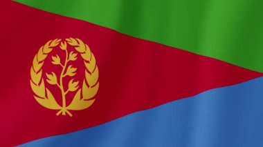 Eritrea Sallanan Bayrak. Gerçekçi Bayrak Animasyonu. Kusursuz Döngü Arkaplanı.
