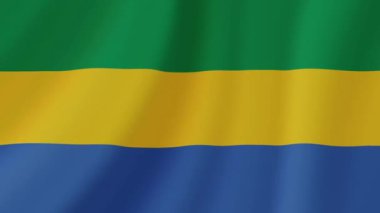 Gabon Sallanan Bayrak. Gerçekçi Bayrak Animasyonu. Kusursuz Döngü Arkaplanı.