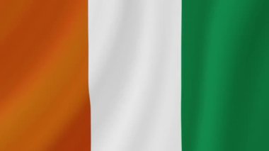 Fildişi Sahili Dalgalanan Bayrak. Gerçekçi Bayrak Animasyonu. Kusursuz Döngü Arkaplanı.